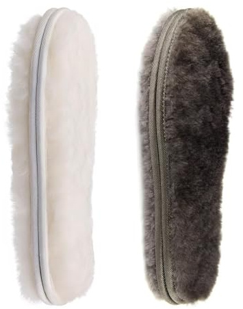 CCSOFTIME 2 Pairs Genuine Sheepskin Insoles,Warm Fluffy Wool Insoles for Women Men,Furry Lambswool Fur Insoles for Boot Slippers,Thick Wool Fleece Insoles