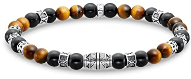 THOMAS SABO Armband Elemente Tigerauge 925 Sterlingsilber, Geschwärzt