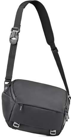 Besnfoto Kameratasche, wasserdicht, Schulterriemen, Umhängetasche, Kuriertasche, Rucksack für Fotografen, DSLR, SLR, spiegellose Kameras, 6 Liter, Schwarz, Schwarz, Kamera-Umhängetasche