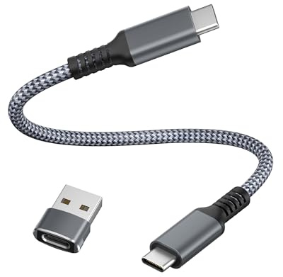 Basesailor Typ C 60W Kabel 0.3M mit USB A Adapter,USBC Schnellladekabel PD Ladekabel für Neu iPhone 17 16 15 Max,iPad,Samsung Galaxy Z Flip Fold 5 S25 S24 Plus Ultra,A54 5G,Kindle HD Fire 11 10 9th