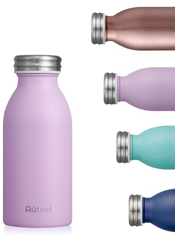 Autsel Botella Agua Acero Inoxidable 350ml Botella Termica, Deportiva Cantimplora Sin BPA, Termo con pared Doble Aislamiento Mantener 12H Caliente/24 Frío