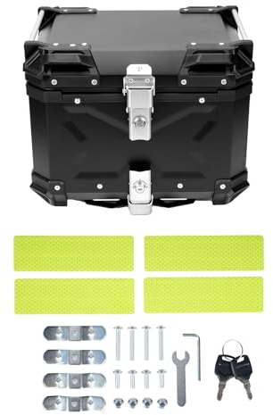 awliye 45L Topcase Motorrad 10kg Tragen Wasserdicht Aluminium Motorrad Top Box Belastung Heckbox mit Sicherheitsschloss Reflektierendem Sticker Motorradkoffer Gepäck