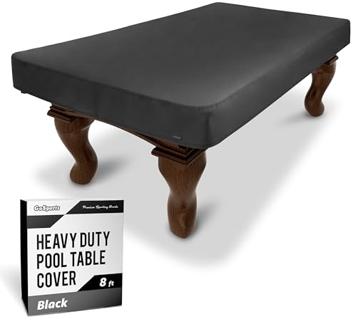 GoSports 8 ft Premium Leatherette Pool Table Cover - Waterproof & Tearproof - Heavy Duty Indoor & Outdoor Billiard Table Cover - Black