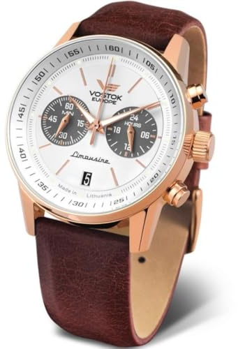 Vostok Europe Herrenuhr mit Lederband Limousine Chronograph Datum 560B692