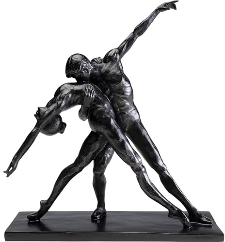 Kare Figura decorativa di design Dancers, nera, realizzata a mano, oggetto decorativo per soggiorno, per scaffali, balletto, design classico, decorazione camera da letto, 38 x 34 x 13 cm