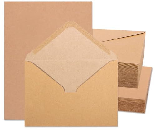 50 Stück Briefumschläge Umschläge B6 mit kraftpapier karten - Kraftpapier Karten mit Briefumschläge, Kraftpapier Umschläge Klappkarten für Geschenk Grußkarten Einladung