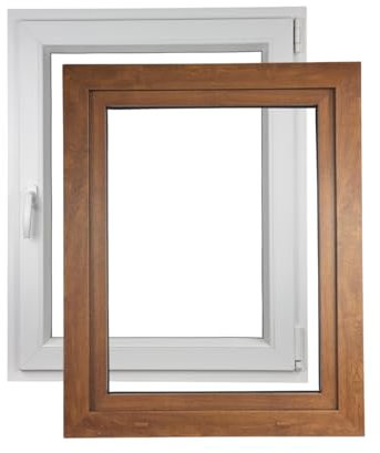 ALUCON Fenster 400x1000 mm – Kunststofffenster 40x100 cm – Flügelfenster Innen Weiß/Außen Golden Oak Eiche – DIN Rechts