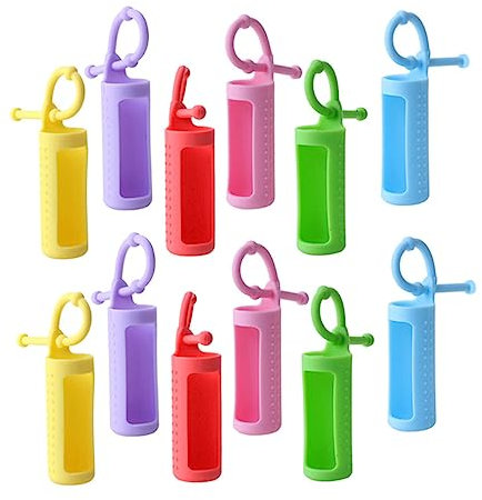 Baluue 12pezzi Copertura Per Bottiglia Di Olio Essenziale in Silicone Di Manicotto Protettivo Flessibile Per Bottiglie Di Olio Essenziale Cordino in Silicone Resistente