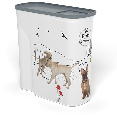 Curver Trockenfutterbehälter für Hunde – 2,5 kg – 6 l – luftdichte Aufbewahrung gegen Gerüche für Hundefutter – Behälter mit Tragegriff – 19 x 30 x 35 cm – Weiß