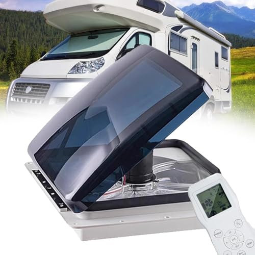 Naturalpowev Ventilatore da Tetto per roulotte, Ventola di Ventilazione per Camper con sensore Pioggia, Telecomando a 10 velocità, Ventola da Tetto per Camper, Facile Installazione, 40 x 40 cm