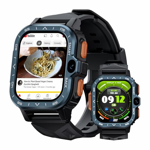LOKMAT 4G Android Smartwatch Telefonanruf, 2,02 Zoll HD-Bildschirm 2 GB + 16 GB Smartwatch für Männer und Frauen, Sport-Fitness-Aktivitätstracker-Uhr mit GPS-WLAN-Doppelkamera
