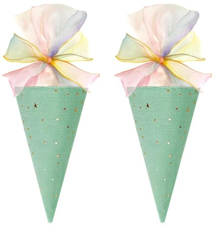 Vlecexs Sac Cadeau Cornet Surprise Garçon Fille Boîte Bonbons Sucre Pochette Surprise Frère Sœur Admission Rentrée Scolaire Classes Célébration Emballage Cadeau Cérémoniel Enfants 2 Pièces Vert