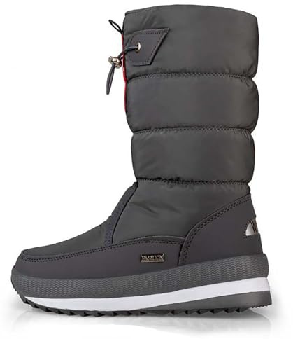 Botines de invierno para mujer 2026 con suela gruesa y protección de forro polar, color liso, gris, 39 EU