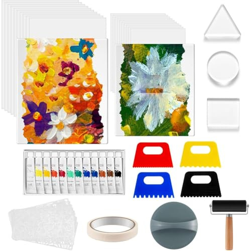 YGBWAOV Kit di Piastre per Stampa In Gel con Raschietto per Incluso - Set Completo per La Stampa - Strumenti Essenziali per La Creazione di Biglietti e Opere D'Arte con Tecniche Miste