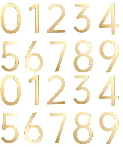 20PCS Gold Door Numbers, 2 Sets 0-9 House Numbers for Outside