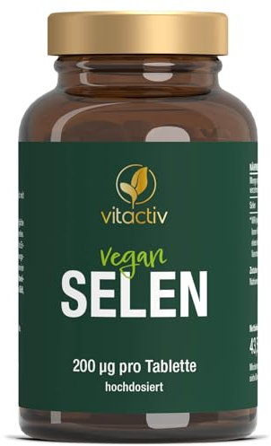 VITACTIV Selen 200 µg - Lebenswichtiges Spurenelement für Immunsystem, Haare, Nägel, Schilddrüse, Zellschutz - Hochdosiert mit natürlichem Natrium-Selenit - 100 Tabletten/100 Tage