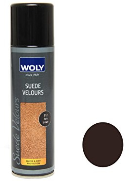 Woly Dark Brown Suede Shoes & Handbags Color Renovating Spray, Protects Against Moisture & Dirt. Clothing. Made in Germany.