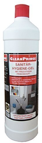 1 LITRO / 1000 ml CleanPrince Sanitarios HIGIENE GEL De Concentrado, 1:200 diluible, Potente limpiador Detergente Sanitario, elimina Cal Manchas Agua Ducha Baño WC Producto Limpieza Bañera Toilette Habitación Hotel Gastronomía Descalcificador Demostrado Sin Depósitos Suelo Ultraconcentrado para todo Superficies Plástico, Cerámica, Cromo, Vaso, resistente a los ácidos Azulejos y pintado Superficies, Sustancia Gelatinosa, Buena Adherencia, Fragancia fresca