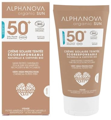 ALPHANOVA SANTE Crème Solaire Teintée Medium SPF50+ - Naturelle et certifiée Bio - 50g