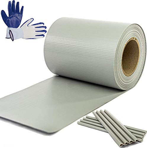 Juego Completo De Cercas De Jardín Protector De Privacidad - Tiras De Privacidad De Pvc Para Cercas De Metal - 50M X 0.19M Con 35 Clips - Gris Claro - Extra: Guantes De Jardinería