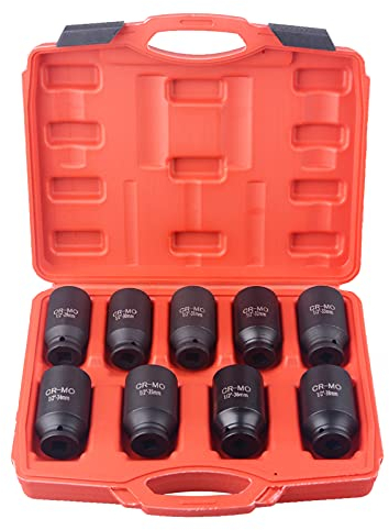 Juego de 9 tuercas de eje de impacto de 1/2 pulgada 29 30 31 32 33 34 35 36 38 mm