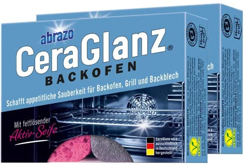 abrazo CeraGlanz Backofen | 4 Backofenreiniger, 2x2 Stk. | antibak. Ofenreiniger, Oven Cleaner, Backofen Reiniger, Reinigung von hartnäckigem Schmutz