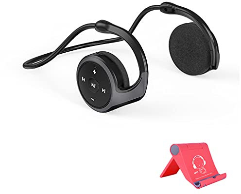 AQUYY Auriculares Deportivos Inalámbricos Bluetooth, Cascos Ligeros Plegable con Sonido Estéreo HD, Tarjeta de Memoria de Soporte, Cómodos Auriculares On-Ear para Correr Gimnasio Black