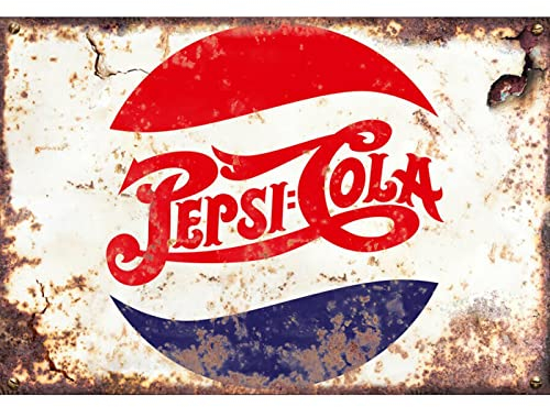 Sawfish® Pepsi Cola - Placa de metal retro vintage para decoración de pared de cocina, 10 x 15 cm, 20 x 15 cm, 20 x 30 cm, 30 x 40 cm, 40 x 60 cm, ideal para pub, cobertizo, bar, oficina, cueva de