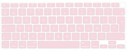 Digi-Tatoo Film de Protection du Clavier，Compatible avec Le Clavier MacBook Air 13 Pouces avec M1 Chip (A2337) en 2021/MacBook Air 13 Pouces en 2020(A2179), AZERTY French Layout,Silicone Couleur Rose