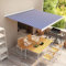 Manuelle Kassettenmarkise, einziehbare manuelle Terrassenmarkise, Sonnenschutzdach für den Garten, Pavillon, Sonnendächer für Terrassendeck, Türfenster, Blau und Weiß, 350 x 250 cm
