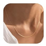 BodyBonita Kette Damen Verschluss Ketten Silber 925 Damen 14 Karat Gold Schmuck Kette Schlichte 1.5mm Fischgrätenmuster AnlaufgeschüTzt 16 Zoll