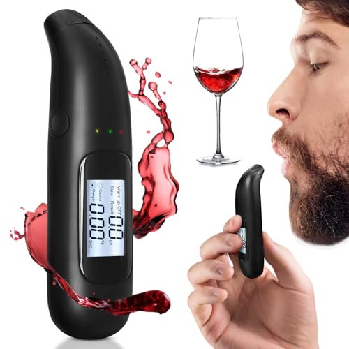 YUFFQOPC Alkoholtester, Alkoholtester Polizeigenau mit Digitaler Blauer LCD-Anzeige, mit USB-Akku Professioneller Alkoholmessgerät, Mouthpieces unnötig, für den Einsatz zu Hause oder auf Partys