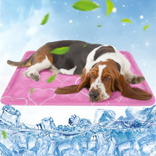 Tappetino Refrigerante Cane,Tappeto Refrigerante per Cani 40*50cm,Rosa Tappetino Refrigerante Gatto con Gel Non Tossico,Tappeto Refrigerante per Gatti Ideale per Cani,Gatti,Animali Domestici in Estate