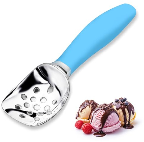 LIVSGNISTA Ice Cream Scoop,Ergonomic Non-Slip Handle for Easy Scooping & Serving,for Gelato,Sorbet,Frozen Yogurt （Blue）