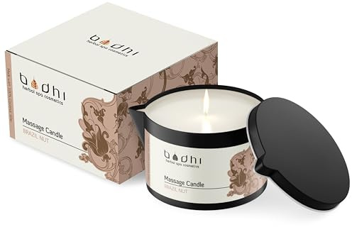 Bodhi Bougie de massage, 95 g, avec cire 100 % noix de coco, pour des massages chauds et relaxants pour les couples, bougie érotique, végétalienne et bio