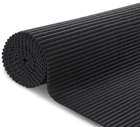 MERCURY TEXTIL- Alfombrilla Antideslizante de Goma Eva Protección de Cajones, Estantes Anchura de 65cm, Alfombrilla Impermeable para Baño, Tapete, Fregadero y Cocina (100x65cm, Negro)