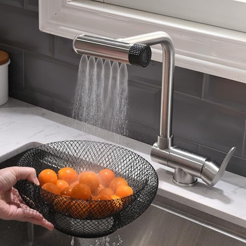 Mitigeur Cuisine Rabattable, Robinet Cuisine Rabattable Avec 4 Jets Modes,robinet Cuisine Pliable Pour Fenêtre,Mitigeur Evier Cuisine En Acier Inoxydable 304 Brossé