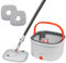 Crystals 360° Spin Mop & Bucket Set – Compact Floor Cleaning System with Squeeze Wringer, Machine‑Washable Microfibre Pads & 360° Rotating Mop Head, Square Mop, Grey (Mop Bucket + 2 x Mop Heads)