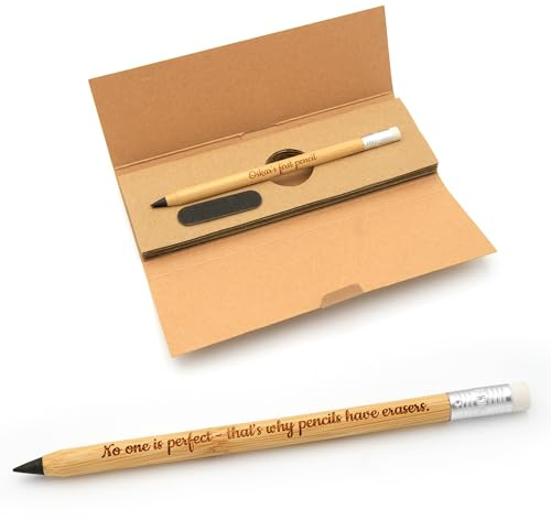 Matita Infinita di bambù Personalizzata + scatola Eco | Nome inciso su misura | Idea regalo personalizzata