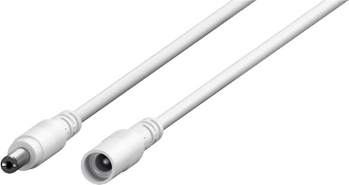 goobay DC extension cable 3m – 5.5x2.5mm, connector and plug, white, for 5–24V and up to 5A, ideal for LEDs, routers, cameras, 76679