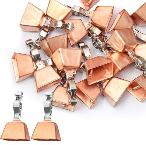 Biaungdo 20 Pcs Fishing Bells for Rods, Fishing Pole Catfish Bells with Clamp Clip on Poles, Metal Catfishing Equipment Rings Ice Accessories for Angling Rod Tips(Copper Color)