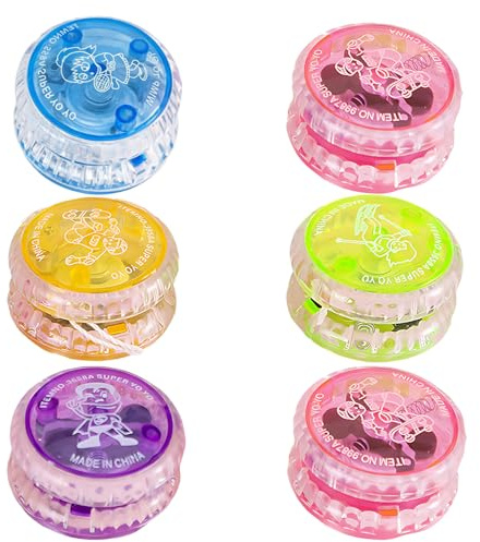 Yoyo Responsive Lot de 6 JoJo pour enfants avec roulement à vide et roulement à billes, idéal pour les enfants à partir de 3 ans, fêtes d'anniversaire et activités de plein air, couleur aléatoire, 6