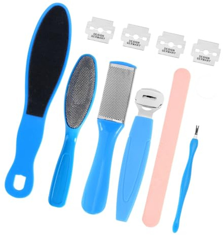 SAFIGLE 8pezzi Kit per Pedicure per Piedi Raspa Rimozione di Cuticole e Calli Set di Palette per Pedicure Professionale e Casalingo