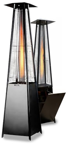 Wintem - Stufa a Gas da Esterno Aura a Piramide Nera 12kW con Accensione Piezoelettrica e Termostato Regolabile per Terrazze e Giardini, Funzionamento con Bombola GPL o Butano, Design Moderno