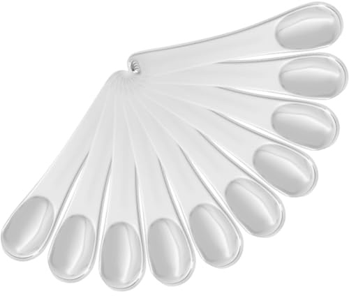 MUCKLILY Lot de 10 Spatules Cosmétiques en Alliage Argenté Cuillères à Crème Yeux Visage Outil de Soin Peau avec Trou Suspendre Adaptées à L’Application Uniforme de Lotions et Masques