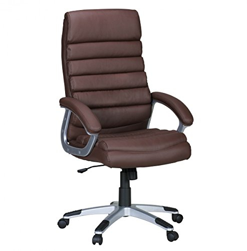 AMSTYLE Bürostuhl Valencia Kunstleder Braun ergonomisch mit Kopfstütze, Design Chefsessel Schreibtischstuhl mit Wippfunktion, Drehstuhl hohe Rücken-Lehne X-XL 120 kg