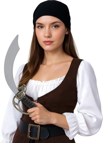 FIESTAS GUIRCA | Sabre de Pirate Factice (45 cm) - Épée Corsaire pour Déguisement de Pirate, Capitaine, Corsaire, Fête à Thème, Carnaval, Halloween, Cosplay - Adulte Enfant - Argenté