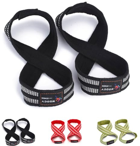 MOOCY Fig. 8 correas para peso muerto, levantamiento de pesas, encogimiento de hombros y levantamiento de pesas. Algodón resistente, correas de muñeca para hombres, mujeres, levantamiento de pesas,