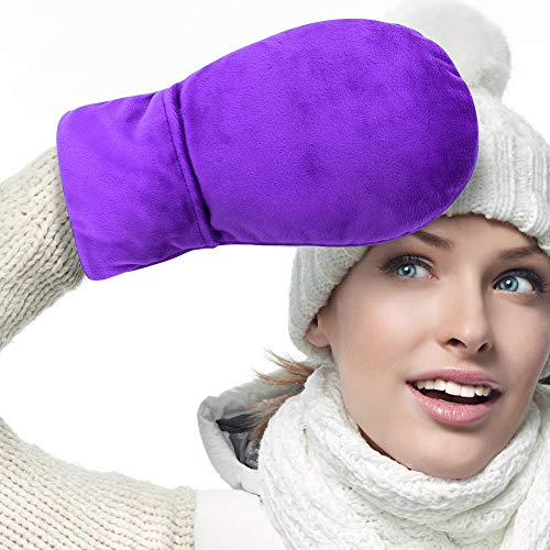 ICEHOF Wärme-Handschuhe (1 Paar) Lavendel & Natürlichen Tonperlen - Weicher Stoff, abnehmbar - Wärme-Therapie Arthritis Triggerfinger Karpaltunnelsyndrom Handwärmer Mikrowelle OneSize (Lila)