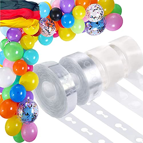 Ballongirlande Kit mit 4 Rollen | 10m Ballonband und 200x Klebepunkte | Ballonbogen als Deko für Geburtstag, Party und Hochzeit | Luftballons Ballon Girlande Ballondeko Partydeko